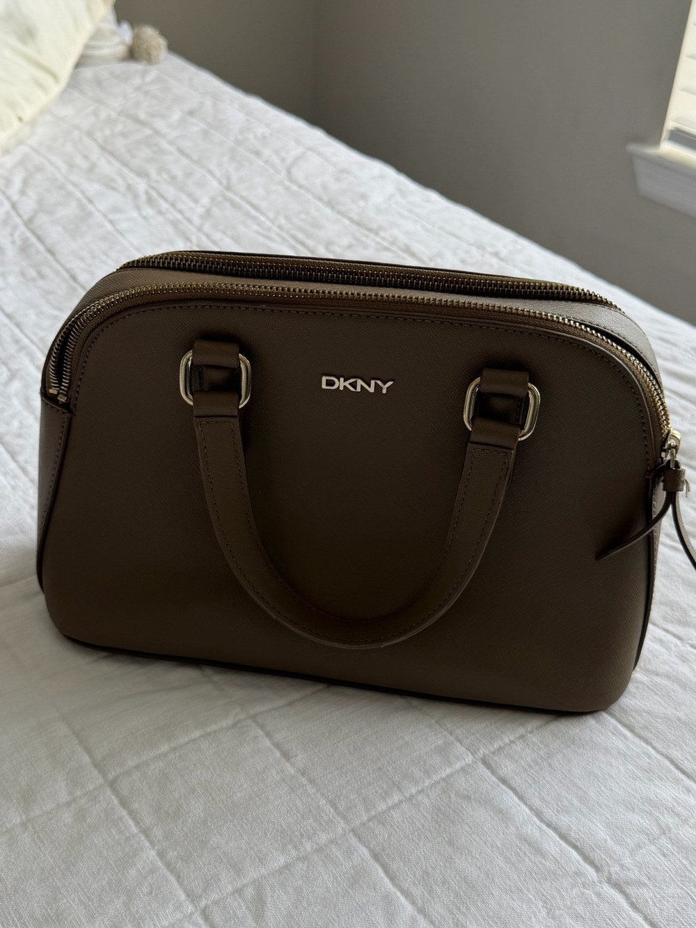 DKNY Brown Dome Satchel with Dual Top Handles